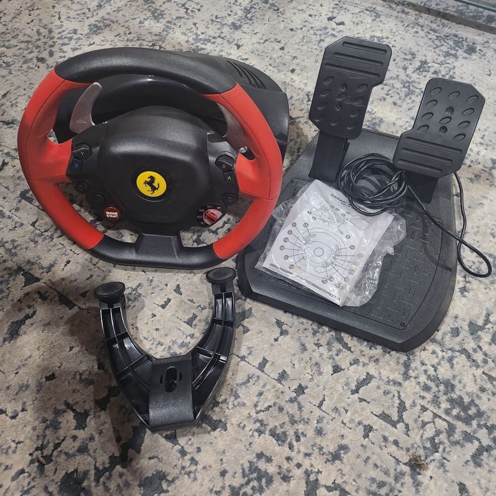 Thrustmaster Ferrari 458 Spider Racing Wheel for Xbox One Pedals & Clamp Set